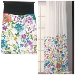 VALERI Floral Window Panels Drapes Curtains 50x96 Grannycore Cottage Colorful